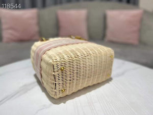 Dior M0565 Medium Lady Dior Bag Natural Wicker Pink - Default Title - View 5
