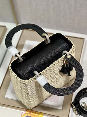 Dior M0565 Medium Lady Dior Bag Natural Wicker With Black Snake - Default Title - View 9