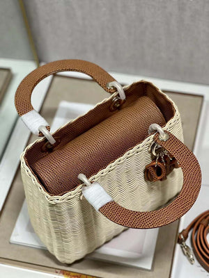 Dior M0565 Medium Lady Dior Bag Natural Wicker With Brown Snake - Default Title - View 8
