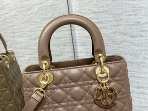 Dior M0565 Medium Lady Dior Bag Taupe Cannage Lambskin Enamel Hardware - Default Title - View 2