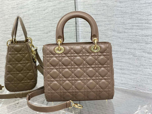 Dior M0565 Medium Lady Dior Bag Taupe Cannage Lambskin Enamel Hardware - Default Title - View 5
