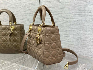 Dior M0565 Medium Lady Dior Bag Taupe Cannage Lambskin Enamel Hardware - Default Title - View 6