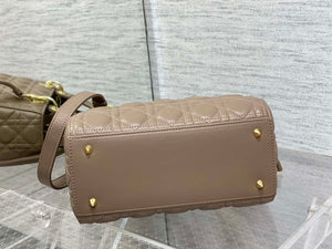 Dior M0565 Medium Lady Dior Bag Taupe Cannage Lambskin Enamel Hardware - Default Title - View 7