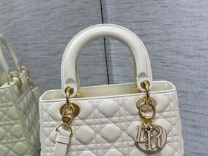 Dior M0565 Medium Lady Dior Bag White Cannage Lambskin Enamel Hardware - Default Title - View 2