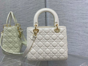 Dior M0565 Medium Lady Dior Bag White Cannage Lambskin Enamel Hardware - Default Title - View 5