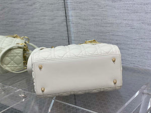 Dior M0565 Medium Lady Dior Bag White Cannage Lambskin Enamel Hardware - Default Title - View 7