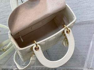 Dior M0565 Medium Lady Dior Bag White Cannage Lambskin Enamel Hardware - Default Title - View 8