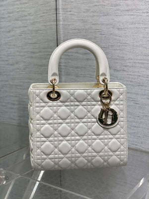 Dior M0565 Medium Lady Dior Bag White Cannage Lambskin Gold - Default Title - View 2