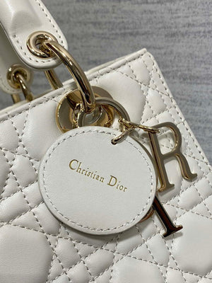 Dior M0565 Medium Lady Dior Bag White Cannage Lambskin Gold - Default Title - View 4
