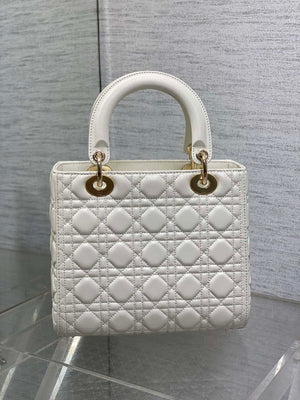 Dior M0565 Medium Lady Dior Bag White Cannage Lambskin Gold - Default Title - View 5