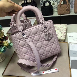 Dior M0565 Medium Lady Dior Cannage Calfskin Bag Pink - Default Title - View 1