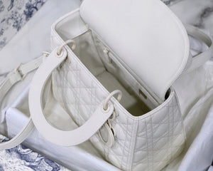 Dior M0565 Medium Lady Dior Cannage Calfskin Bag White - Default Title - View 9