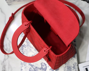 Dior M0565 Medium Lady Dior Cannage Calfskin Bag Red - Default Title - View 8
