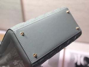 Dior M0565 Medium Lady Dior Patent Cannage Calfskin Bag Gray - Default Title - View 7