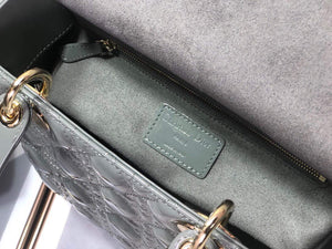 Dior M0565 Medium Lady Dior Patent Cannage Calfskin Bag Gray - Default Title - View 9
