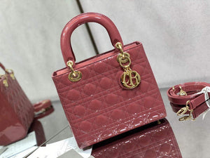 Dior M0565 Medium Lady Dior Patent Cannage Calfskin Bag Pink - Default Title - View 2