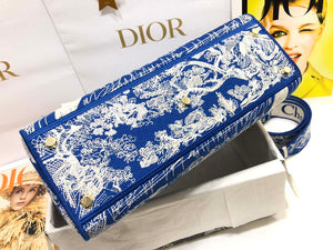 Dior M0566 Large Lady D-Lite Blue Toile de Jouy Embroidery M1053 - Default Title - View 4