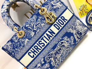 Dior M0566 Large Lady D-Lite Blue Toile de Jouy Embroidery M1053 - Default Title - View 5