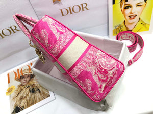 Dior M0566 Large Lady D-Lite Rose red de Jouy Embroidery M1054 - Default Title - View 3