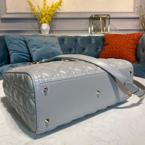 Dior M0566 Large Lady Dior Bag Gray Cannage Lambskin - Voguebags