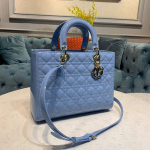 Dior M0566 Large Lady Dior Cannage Calfskin Bag Blue - Default Title - View 2