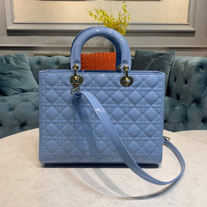 Dior M0566 Large Lady Dior Cannage Calfskin Bag Blue - Default Title - View 3
