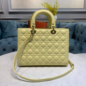 Dior M0566 Large Lady Dior Cannage Calfskin Bag Yellow - Default Title - View 3