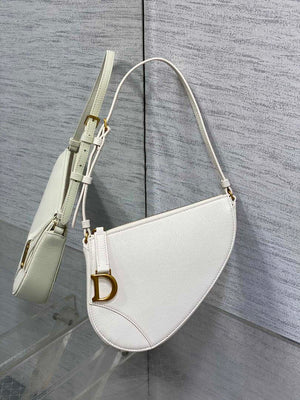 Dior M05909 Saddle Shoulder Pouch White Goatskin - Default Title - View 1