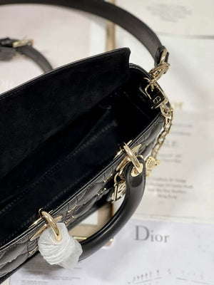 Dior M0613 Small Lady D-joy Bag Black Cannage Lambskin with Gold-Finish Butterfly Studs - Default Title - View 8