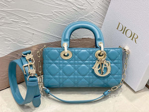 Dior M0613 Small Lady D-joy Bag Blue Cannage Lambskin - Default Title - View 1