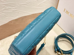 Dior M0613 Small Lady D-joy Bag Blue Cannage Lambskin - Default Title - View 5