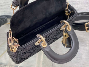 Dior M0613 Small Lady D-joy Bag Cannage Lambskin Limited Edition Heavy Industry Beads Black - Default Title - View 8