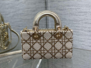Dior M0613 Small Lady D-joy Bag Gold Cannage Lambskin Limited Edition Pearl - Default Title - View 5