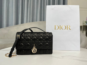 Dior M0997 My Dior Top Handle Bag Black Cannage Lambskin - Default Title - View 1