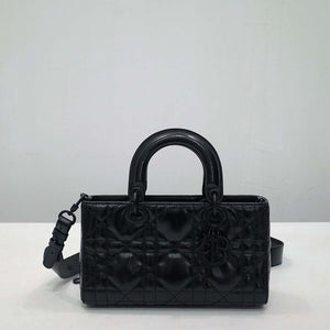 Dior M1151 Small Lady D-Sire My ABCDior Bag Black Macrocannage Crinkled Calfskin - Default Title - View 1