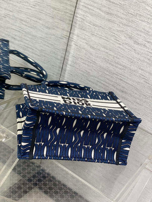 Dior M1265 Small Book Tote Blue and White Miss Dior Allover Embroidery M9638 - Default Title - View 7