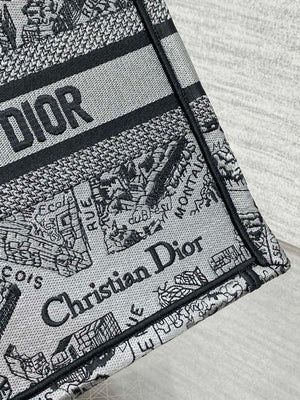 Dior M1265 Small Book Tote Gray and Black Plan de Paris Embroidery M9618 - Default Title - View 3