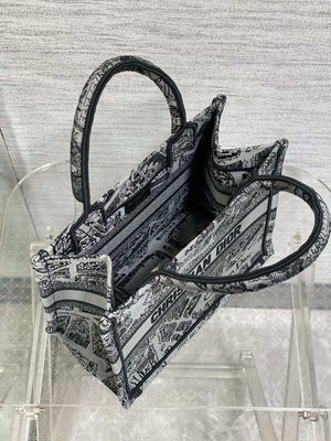 Dior M1265 Small Book Tote Gray and Black Plan de Paris Embroidery M9618 - Default Title - View 8