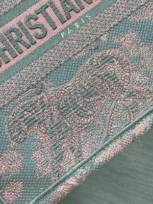 Dior M1265 Small Book Tote Pink and Gray Toile de Jouy Sauvage Embroidery - Default Title - View 3