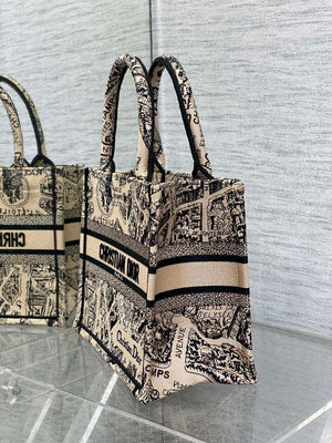 Dior M1265 Small Book Tote Tan and Black Plan de Paris Embroidery M9617 - Default Title - View 6