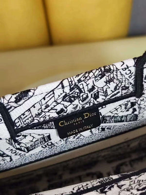 Dior M1265 Small Book Tote White and Black Plan de Paris Embroidery M9616 - Default Title - View 9