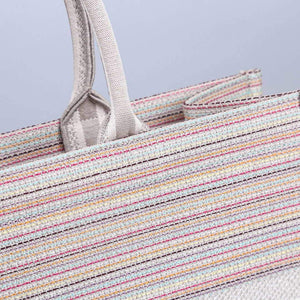 Dior M1286 Dior Book Tote Pink D-Stripes Embroidery - luxibagsmall