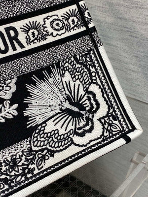 Dior M1286 Large Book Tote Black and White Butterfly Bandana Embroidery - Default Title - View 4