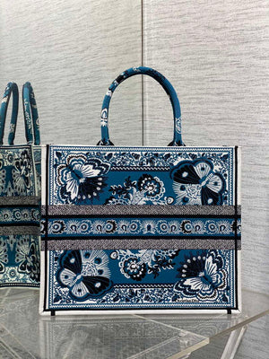 Dior M1286 Large Book Tote Blue and White Butterfly Bandana Embroidery - Default Title - View 4