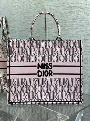 Dior M1286 Large Book Tote White and Pale Pink Miss Dior Alloverr M1119 - Default Title - View 1