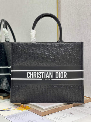 Dior M1286 Large Book Tote Black Perforated and Embossed Oblique Calfskin - Default Title - View 1