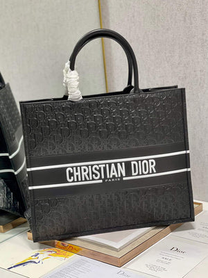 Dior M1286 Large Book Tote Black Perforated and Embossed Oblique Calfskin - Default Title - View 2
