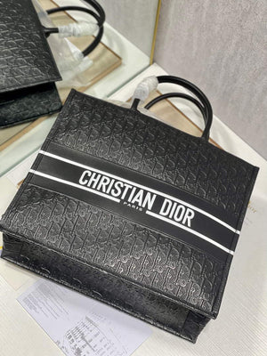 Dior M1286 Large Book Tote Black Perforated and Embossed Oblique Calfskin - Default Title - View 6
