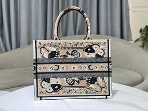 Dior M1296 Book Tote Medium Beige and White Butterfly Bandana Embroidery M095 - Default Title - View 3