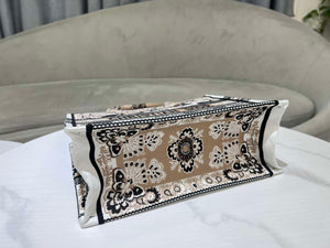Dior M1296 Book Tote Medium Beige and White Butterfly Bandana Embroidery M095 - Default Title - View 6